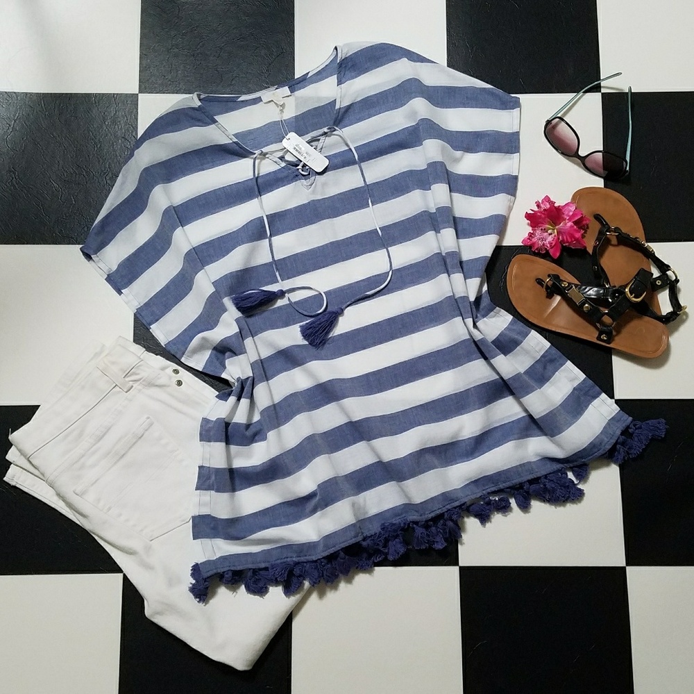 🚩 SALE NWT Nautical Seaside Beach Cruise Tunic Top M